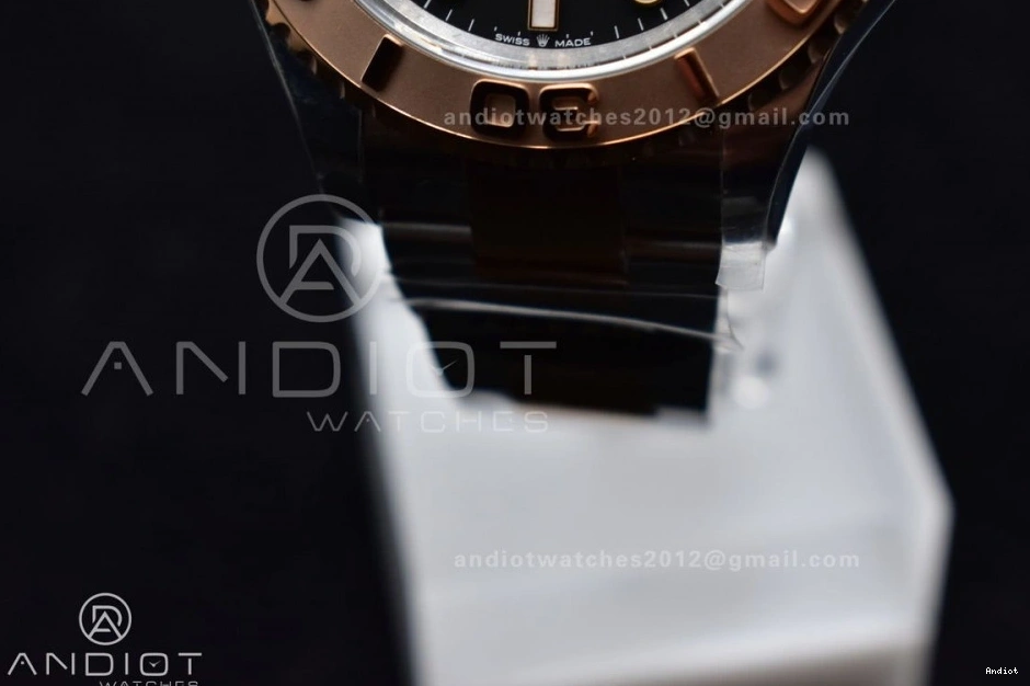 Gold Best Dial Edition Plated VR3235 904L 1:1 Yacht-Master Steel Black Rose Bracelet On 126621 SS Clean 1205